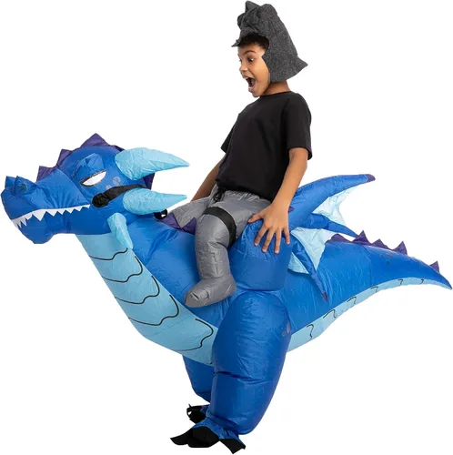 Vista 3 de Spooktacular Creations Disfraz inflable de Halloween para montar un dragón de hielo azul unisex