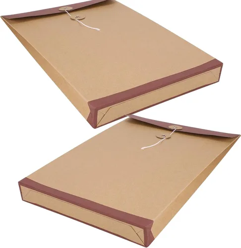 Vista 3 de 10 sobres de cuerda de papel kraft A4 con refuerzo, carpetas de archivos, facturas, bolsa organizadora de archivos con cierre de cuerda de botón