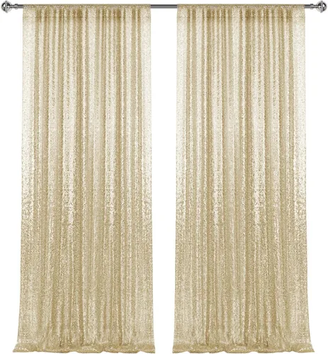 Vista 84 de 2 paneles de cortinas de fondo de lentejuelas verdes de 8 pies, cortinas de fondo de fotografía con purpurina para decoración de Navidad, boda