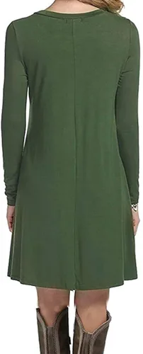 Vista 2 de MOLERANI - Vestido informal, suelto y liso, de manga larga, holgado, para mujer