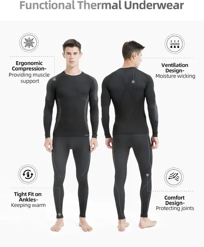 Vista 2 de NOOYME Ropa interior térmica para hombre, capa base de ropa interior larga para clima frío