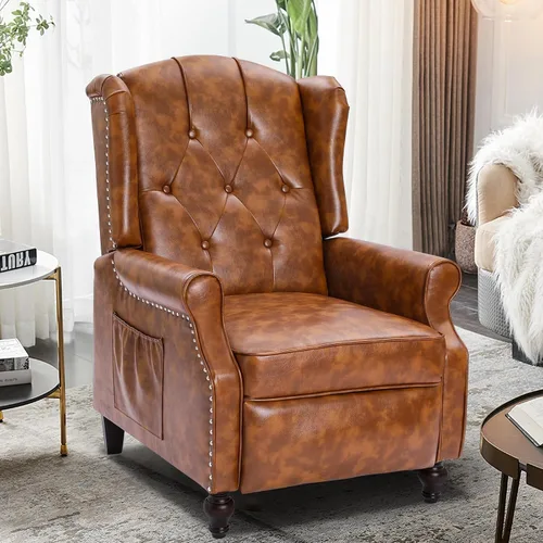 Vista 10 de Silla Wingback con masaje y calor, silla reclinable de tela copetuda, silla reclinable con respaldo de ala con control remoto, cojín acolchado