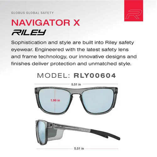Vista 9 de Riley Navigator X - Gafas de seguridad antivaho, resistentes a los arañazos y a los impactos y bloqueo UV, marco completo ligero para el trabajo, al