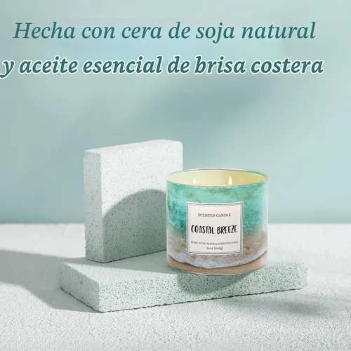 Vista 4 de Coastal Breeze - Vela perfumada de 14 onzas, vela Summer Ocean Beach