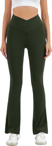 Vista 39 de HEGALY Pantalones de yoga acampanados para mujer, leggings cruzados, suaves, de cintura alta, pantalones casuales de entrenamiento con corte de bota