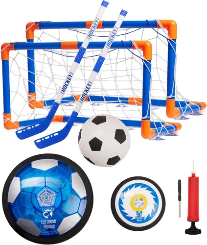 Vista 8 de Let Loose Moose Hover Balón de fútbol, juego de 2 juguetes de fútbol LED, regalos para niños de 8 años, fútbol flotante LED para interiores