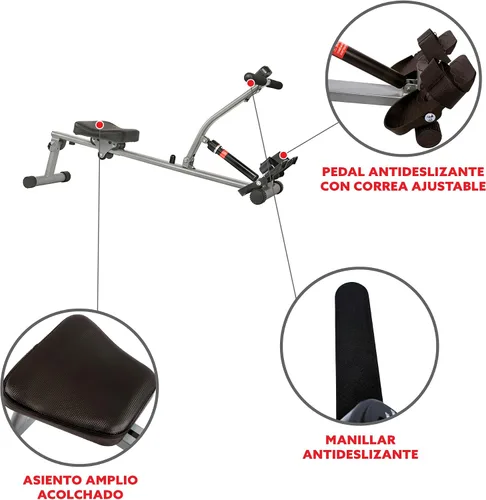 Vista 6 de Sunny Health & Fitness Máquina de remo compacta ajustable con 12 niveles de resistencia para entrenamientos corporales completos y aplicación