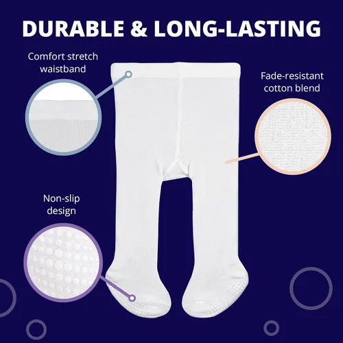 Vista 3 de LA ACTIVE Baby Girls Tights - Cozy Warm Cotton Winter Tights Toddler Infant Newborn Kids Stockings Non-Skid Grip