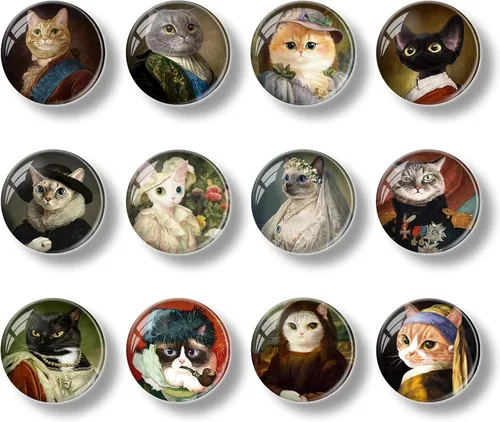 Vista 2 de 12 imanes de cristal para nevera, lindos gatos, imanes decorativos para refrigerador, para cocina, oficina, pizarra, gabinete y lavavajillas