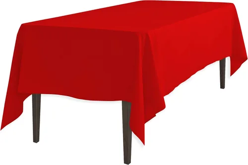 Vista 10 de Linenlanding Mantel rectangular de 60 x 102 pulgadas para mesa circular para bodas, mesas de bufé, fiestas, cenas de vacaciones (1, azul bebé)