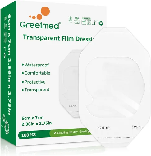 Vista 7 de Vendaje de película transparente de 2.4 x 2.7 pulgadas, 50 paquetes de parches adhesivos impermeables transpirables para heridas, cómodo vendaje