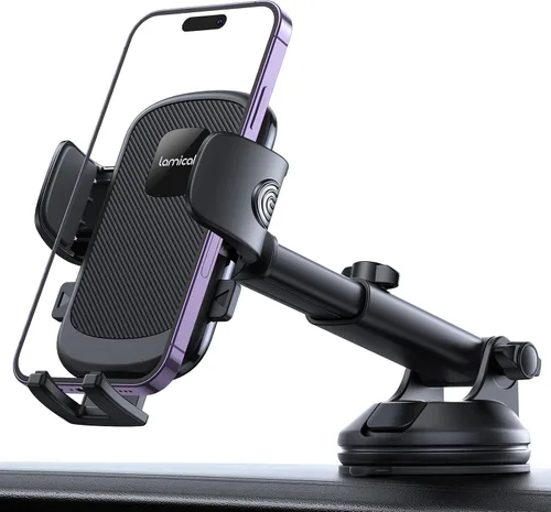 Vista 10 de Lamicall Soporte de teléfono para automóvil - [Ventosa de grado militar más fuerte] Soporte de teléfono con rotación de 360° para tu automóvil