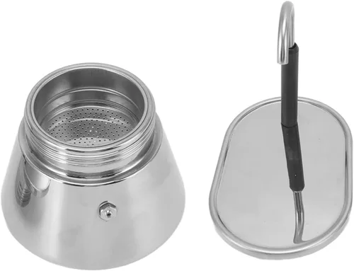 Vista 7 de Olla - Cafetera de café expreso, cafetera italiana, cafetera de acero inoxidable con gran capacidad de 16.9 fl oz, fácil de operar y compacta