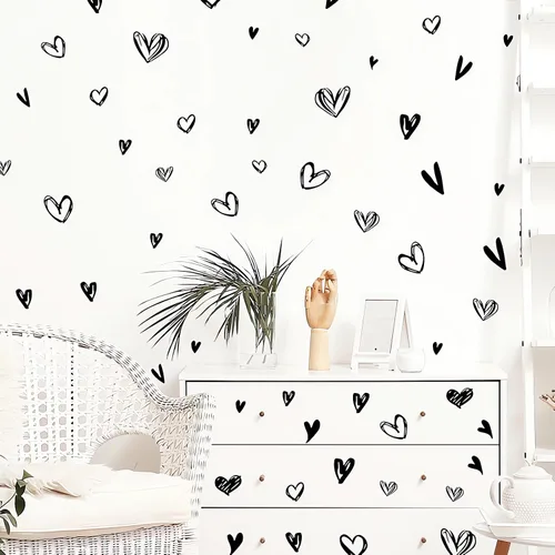 Vista 2 de 62 calcomanías de pared de corazón negro amor amor San Valentín