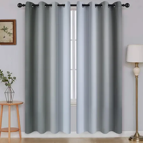 Vista 105 de SimpleHome Cortinas degradadas degradadas para oscurecer la habitación de 36 pulgadas de largo para dormitorio, con ojales y bloqueo de luz Negro