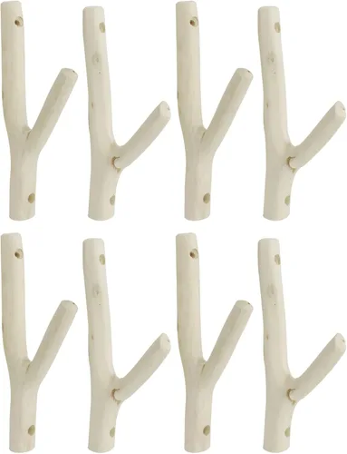 Vista 16 de 4 ganchos de pared de madera real con ramas de árbol de granja, rústico decorativo de madera con tronco de corteza de grosor de 0.8 in a 1.2 in