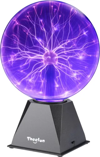 Vista 11 de Theefun Bola de plasma azul: globo de plasma enorme de 8 pulgadas, regalos de cumpleaños, lámpara de bola de plasma sensible al tacto y al sonido