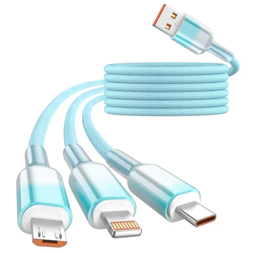 Vista 13 de Cable de carga 4 en 1 de 240 W máximo, cable USB C de carga rápida con chip E-Mark, cable USB A/C a C/Lightning, cable de carga múltiple para iPhone