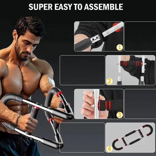 Vista 5 de Entrenador de Brazo Twister de Última Generación, Barra de Ejercicio Ajustable con Resorte de Potencia, Fortalecedor de Ejercicios de Antebrazo