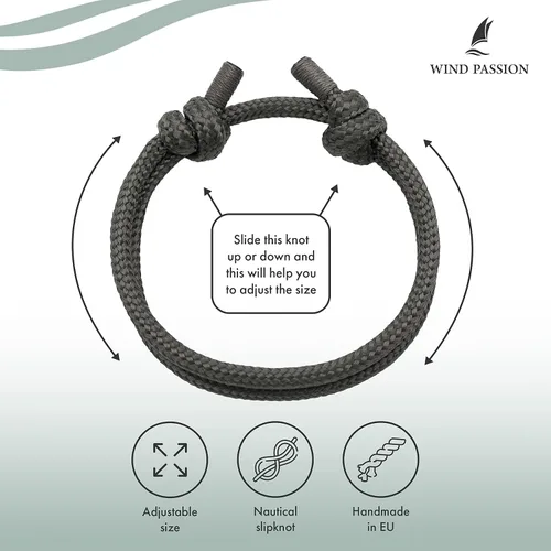 Vista 3 de Wind Passion Pulsera para hombre con cuerda mono con estilo náutico trenzado