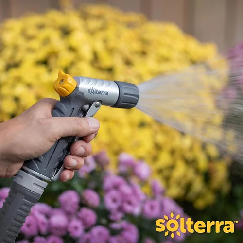 Vista 2 de Solterra: boquilla de manguera de jardín ajustable con 8 patrones, ajustable, Gris