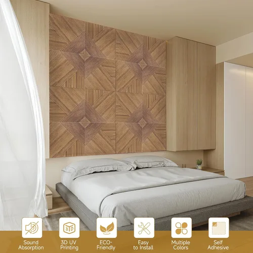 Vista 6 de Paneles acústicos de pared, paquete de 6 unidades de tamaño total de 72 x 48 pulgadas, paneles acústicos decorativos autoadhesivos para pared