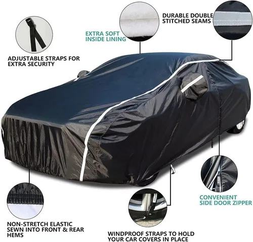 Vista 3 de Coverado - Funda impermeable para todo clima, protección completa, puerta con cremallera, forro de algodón, protección ultravioleta a prueba