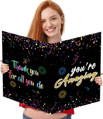 Vista 12 de Idealmuzik Tarjeta Jumbo de Feliz 10º Aniversario – Tarjeta de Felicitación de Congratulaciones Grande Plegada de 14x22 Pulgadas con Sobre, Tarjeta