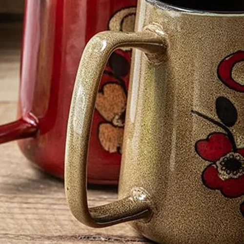 Vista 3 de Taza de café grande de cerámica de 24 onzas con asa, taza de café vintage, taza de té extra grande para oficina y hogar, apta para lavavajillas