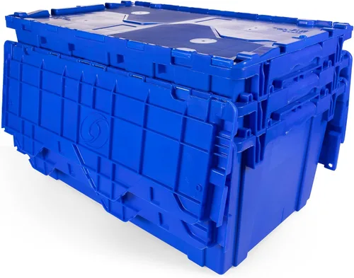 Vista 8 de IDL Packaging Bolsa de plástico industrial de 10 galones con tapas con bisagras, color azul, paquete de 1 – Contenedor grande resistente de 22