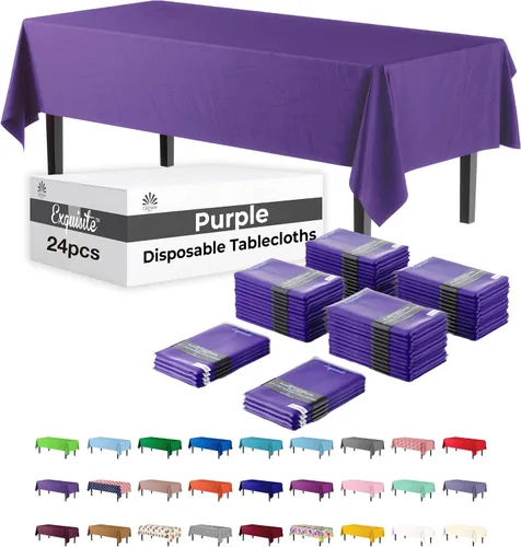 Vista 12 de Party Solids Mantel rectangular de plástico color azul aguamarina, 54 x 108 pulgadas, paquete de 24