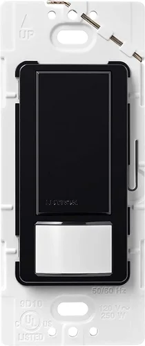 Vista 34 de Lutron Maestro Interruptor de luz con sensor de movimiento y placa de pared para baño, garaje, lavandería, cualquier bombilla, sensor de ocupación