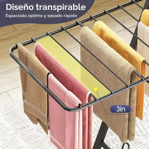 Vista 5 de APEXCHASER Tendedero plegable de ropa, estante de secado de ropa de metal plegable, estante de ropa ultra delgado para suéter, sostén, toalla
