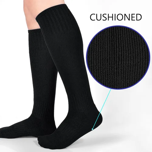 Vista 5 de LO SHOKIM Calcetines de fútbol para niños, calcetines de fútbol para niñas, calcetines hasta la rodilla, calcetines de béisbol, softbol, atléticos