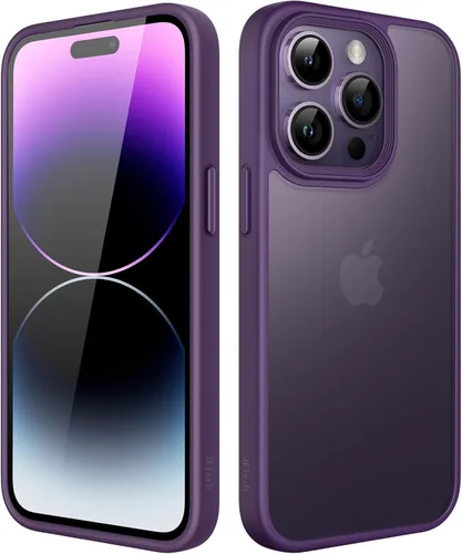 Vista 32 de JETech Funda mate para iPhone 14 de 6.1 pulgadas, a prueba de golpes, protección contra caídas de grado militar, cubierta trasera translúcida