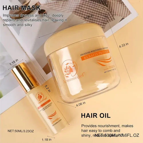 Vista 5 de Juego de mascarilla reparadora de colágeno y aceite de argán, 16.9 fl oz + 2 onzas líquidas