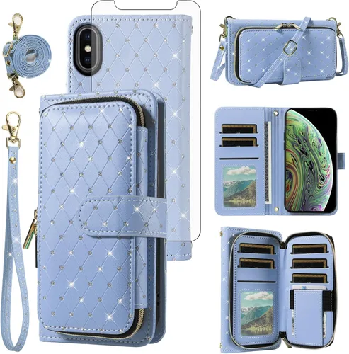 Vista 83 de Funda para teléfono iPhone 6 6S con cremallera y protector de pantalla con protector de pantalla, correa de cordón cruzado, ranura para iPhone 6 Six