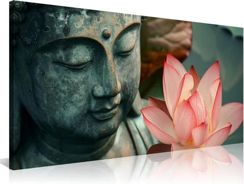 Vista 9 de NAN Wind 5 piezas de lienzo de flor de loto zen de Buda Zen, decoración espiritual para meditación, decoración pacífica del hogar, simbolismo