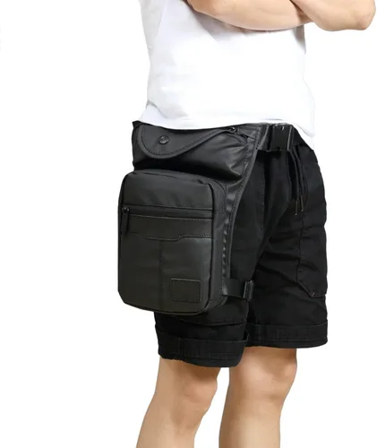 Vista 3 de Anjoy Impermeable lona táctica gota pierna bolsa al aire libre cintura paquete para hombres mujeres moto ciclismo multi-bolsillo cintura Fanny bolsa