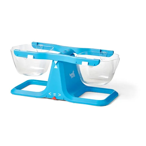 Vista 3 de hand2mind Balanza de cubo ajustable azul, báscula de balanza de cubo doble transparente para líquidos y sólidos, báscula para niños fácil de montar