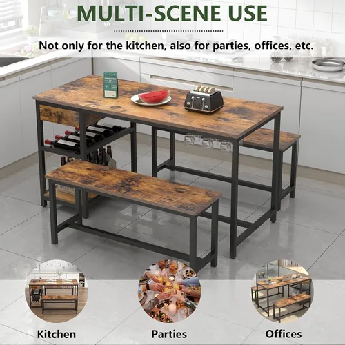 Vista 14 de Juego de mesa de comedor para 4-6 personas, mesa de comedor de cocina