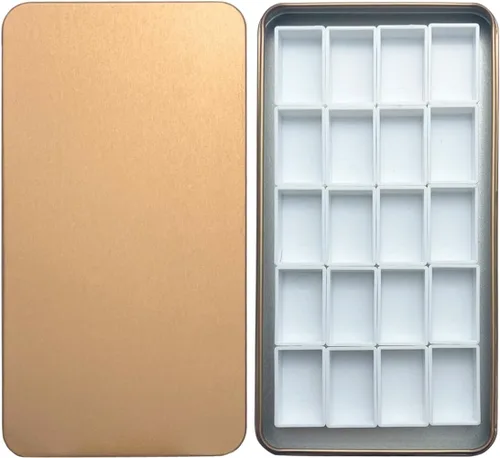 Vista 36 de FCLUB Paleta de latas de acuarela con 20 bandejas vacías completas con rayas magnéticas DIY tu kit de acuarela de viaje