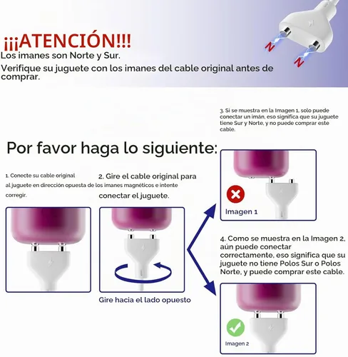Vista 2 de Cable de carga magnético USB DC de 2.7 pies de repuesto para juguetes recargables, masajeadores cepillo de dientes eléctrico (0.197 in)