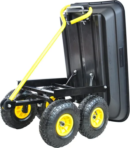 Vista 2 de Carrito de jardín Camión volquete con rueda de aire para jardines, granjas, etc (negro)
