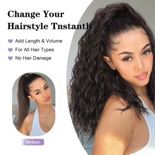 Vista 7 de Extensión de cola de caballo de 18 pulgadas, extensiones de cola de caballo de 18 pulgadas, extensiones de cabello sintético para cola de caballo