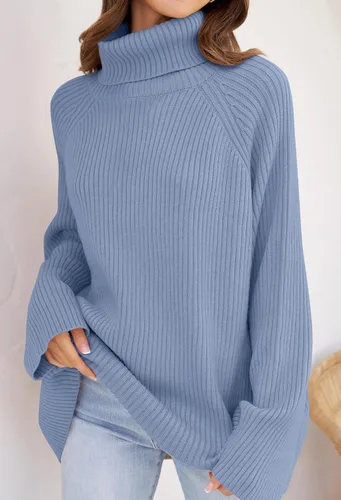 Vista 2 de ZESICA Women's 2024 Winter Sweaters Oversized Turtleneck Long Sleeve Chunky Knitted Pullover Sweater Jumper Tops