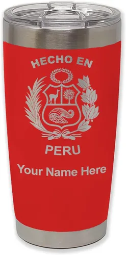 Vista 25 de LaserGram Vaso aislado al vacío de 20 onzas, hecho en Perú, grabado personalizado incluido (negro)
