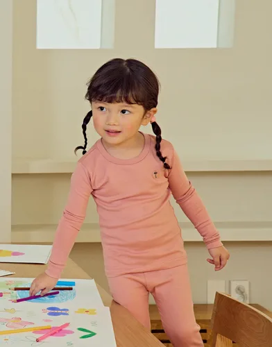 Vista 2 de moimoln Pijama de algodón suave y liso de manga larga para bebés y niños, 6 meses a 5 años