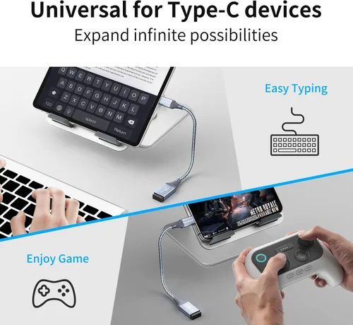Vista 4 de Paquete de 2 adaptadores USB C a USB USB hembra a USB C macho OTG - Transferencia de datos SuperSpeed de 10 Gbps para MacBook Pro/iPad Air, iPhone