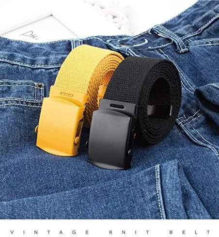 Vista 3 de Cinturones de lona para mujer, cinturón táctico militar de nailon con hebilla de medalla, color caramelo